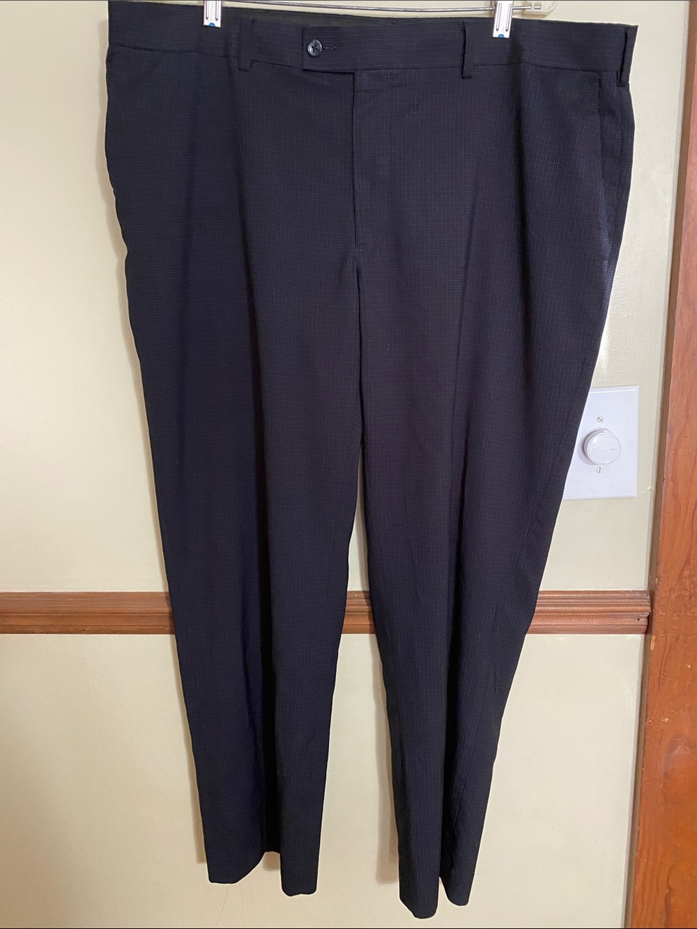 Perry Ellis Black Pleated Dress Pants Blue Windowpane 40X29